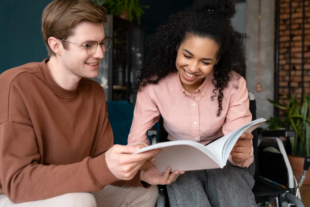 Patient reviewing mental health information before choosing the most relevant condition page